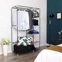 Ver imagem 4 de Guarda Roupa Desmontável com Cabideiro e 5 Prateleiras para Quarto, Closet, Casa e Ambientes Preto
