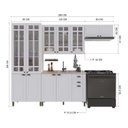 Ver imagem 3 de Cozinha Modulada 4 Peças Cristaleira Balcão sem Tampo 2 Aéreos 100% MDF com Vidro Bari
