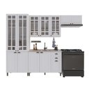 Ver imagem 2 de Cozinha Modulada 4 Peças Cristaleira Balcão sem Tampo 2 Aéreos 100% MDF com Vidro Bari