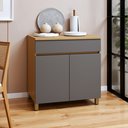Ver imagem 1 de Balcão 2 Portas 1 Gaveta 80cm 100% MDF Realeza Premium Cinza/Carvalho/Titânio