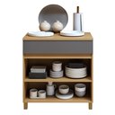 Ver imagem 4 de Balcão 2 Portas 1 Gaveta 80cm 100% MDF Realeza Premium Cinza/Carvalho/Titânio