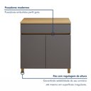 Ver imagem 5 de Balcão 2 Portas 1 Gaveta 80cm 100% MDF Realeza Premium Cinza/Carvalho/Titânio