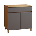 Ver imagem 2 de Balcão 2 Portas 1 Gaveta 80cm 100% MDF Realeza Premium Cinza/Carvalho/Titânio