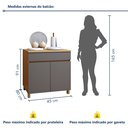 Ver imagem 3 de Balcão 2 Portas 1 Gaveta 80cm 100% MDF Realeza Premium Cinza/Carvalho/Titânio