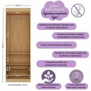 Ver imagem 3 de Guarda-roupa Infantil 62cm 2 Portas e 2 Gavetas Encanto Multimóveis Mp4446 Madeirado/branco