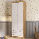 Ver imagem 1 de Guarda-roupa Infantil 62cm 2 Portas e 2 Gavetas Encanto Multimóveis Mp4446 Madeirado/branco
