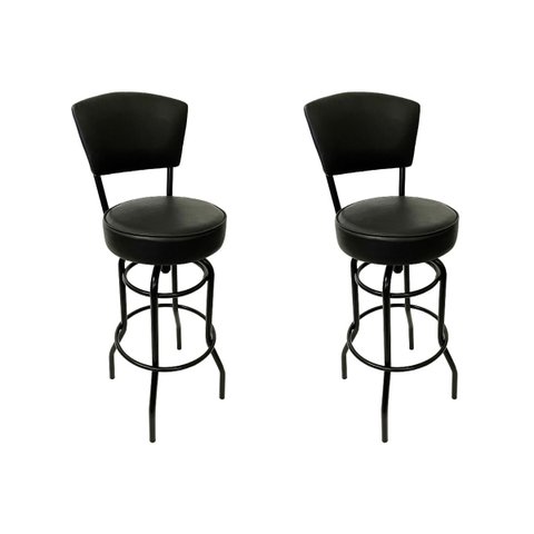 Kit 2 Banquetas Alta Bar Giratória com Encosto cor Preta Assento grosso Confortável preto Poltronas 