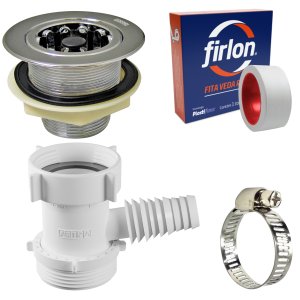 Adaptador para Máquina de Lavar Louça + Válvula Americana + Abraçadeira 1" + Fita Veda Rosca