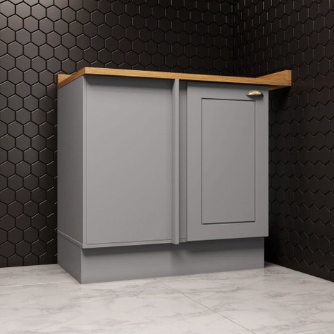 Balcão Canto Reto 1 Porta com Tampo para Cozinha Americana Henn
