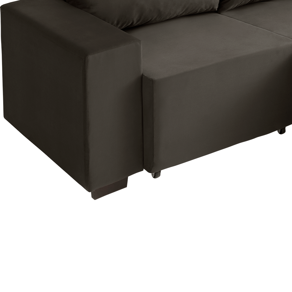 Sofá Molly 3 Lugares (L: 230cm) Retrátil e Reclinável Suede Liso Chumbo - 3