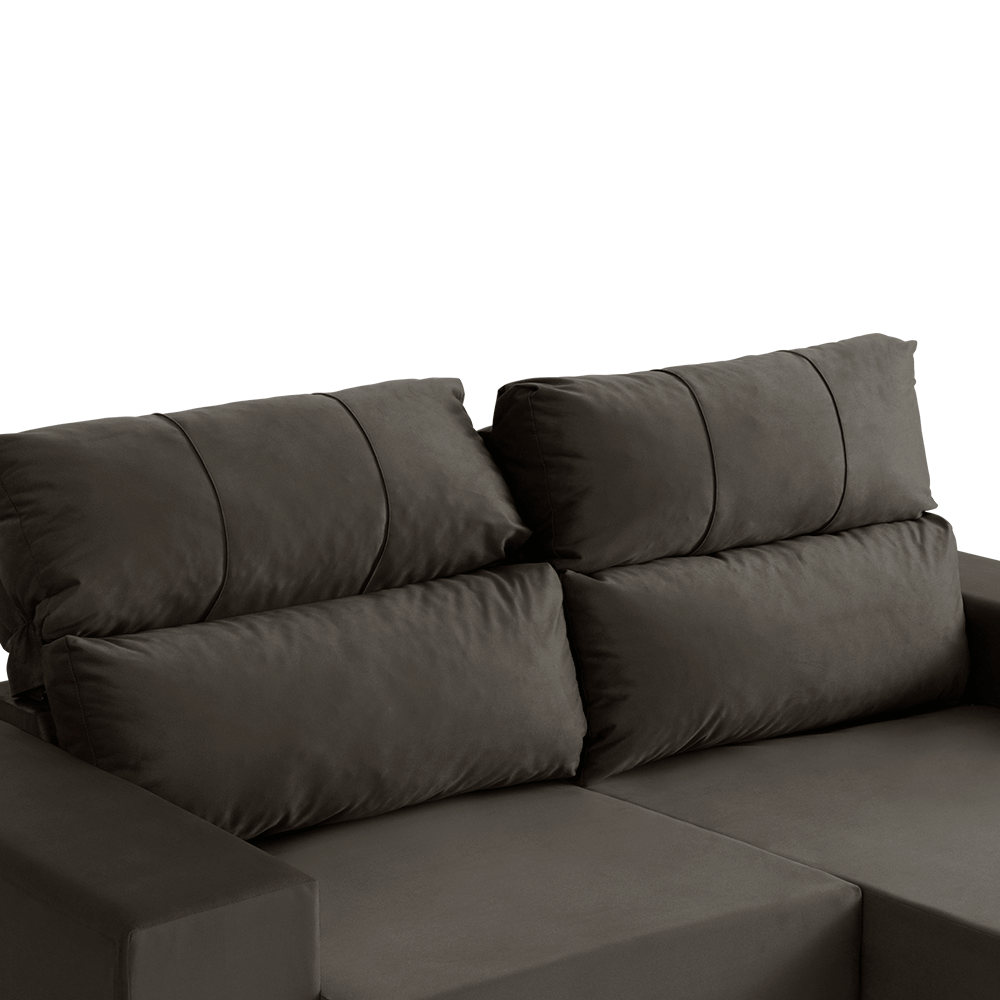 Sofá Molly 3 Lugares (L: 230cm) Retrátil e Reclinável Suede Liso Chumbo - 5