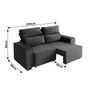 Sofá Molly 3 Lugares (L: 230cm) Retrátil e Reclinável Suede Liso Chumbo - 8