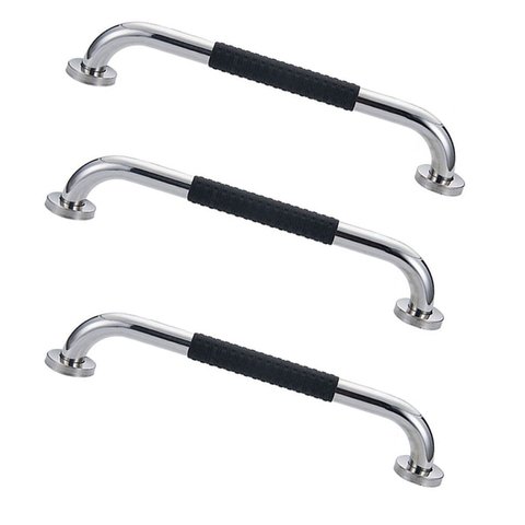 Barra de Apoio 30cm Inox Suporte Antiderrapante Kit 3 Unidades Banheiro Box Gestante Idoso Cadeirant
