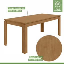 Mesa de Jantar 180x90cm Tampo MDP Athenas  - 10
