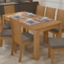 Ver imagem 1 de Mesa de Jantar 6 Lugares Madeira Athenas Marrom Amêndoa Clean