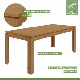 Mesa de Jantar 180x90cm Tampo MDP Athenas  - 9
