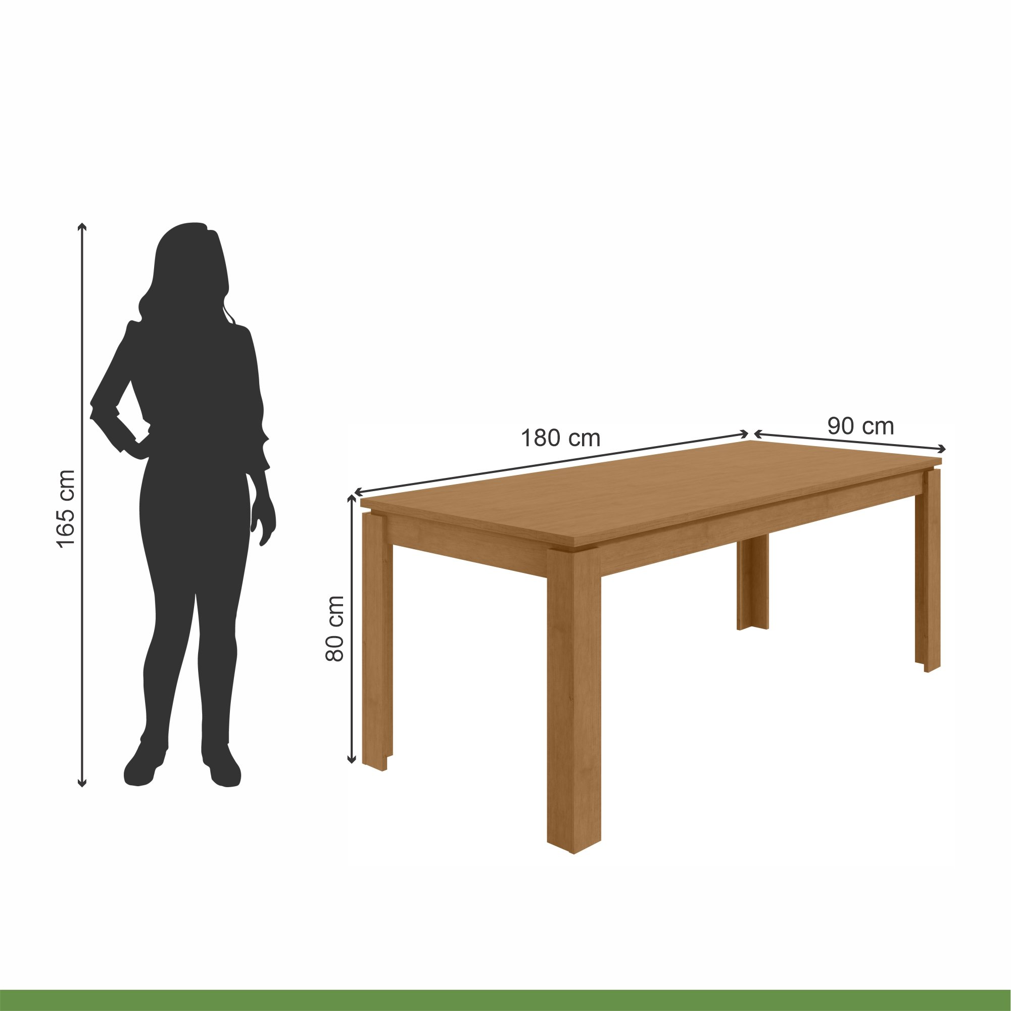 Mesa de Jantar 180x90cm Tampo MDP Athenas  - 3