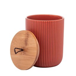Pote de Cerâmica Hermético com Tampa de Bambu Terracota 12,5cm - Lyor - 3