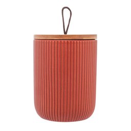Pote de Cerâmica Hermético com Tampa de Bambu Terracota 12,5cm - Lyor - 1