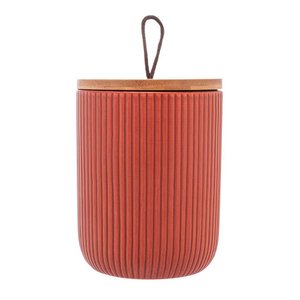 Pote de Cerâmica Hermético com Tampa de Bambu Terracota 12,5cm - Lyor