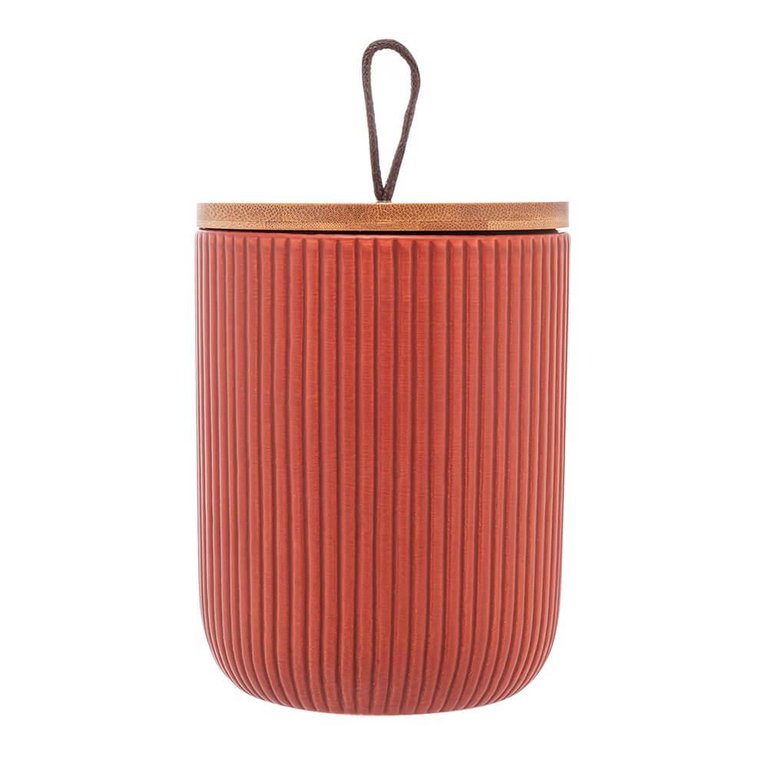 Pote de Cerâmica Hermético com Tampa de Bambu Terracota 12,5cm - Lyor