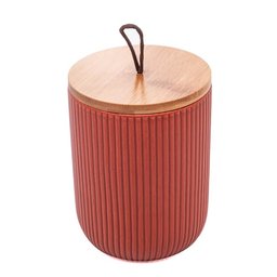 Pote de Cerâmica Hermético com Tampa de Bambu Terracota 12,5cm - Lyor - 2