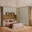 Ver imagem 1 de Quarto Modulado Queen 6 Peças Altezza Clean Belmax:Freijó/Off White