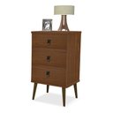 Ver imagem 2 de Mesa de Cabeceira Madri Retrô com Pés Palito 3 Gavetas Cacau