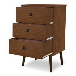 Mesa de Cabeceira Madri Retrô com Pés Palito 3 Gavetas Cacau - 5