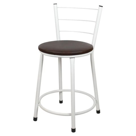 Banqueta Baixa para Cozinha Epoxi Branca:marrom