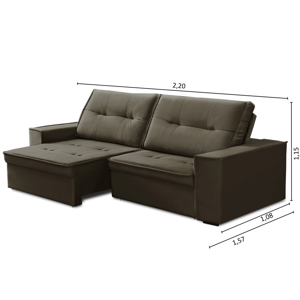 Sofá Retrátil e Reclinável 220cm Veneza Tecido Suede Marrom iSofa - 2