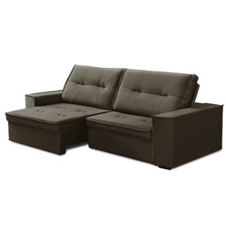 Sofá Retrátil e Reclinável 220cm Veneza Tecido Suede Marrom iSofa - 1
