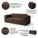Ver imagem 5 de Sofá Living 3 Lugares em Bouclê de 200cm Marrom