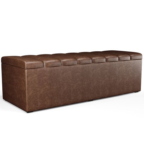 Calçadeira Recamier Baú para Cama Queen Dália 160x50 Cm W01 Couríssimo Marrom - Lyam