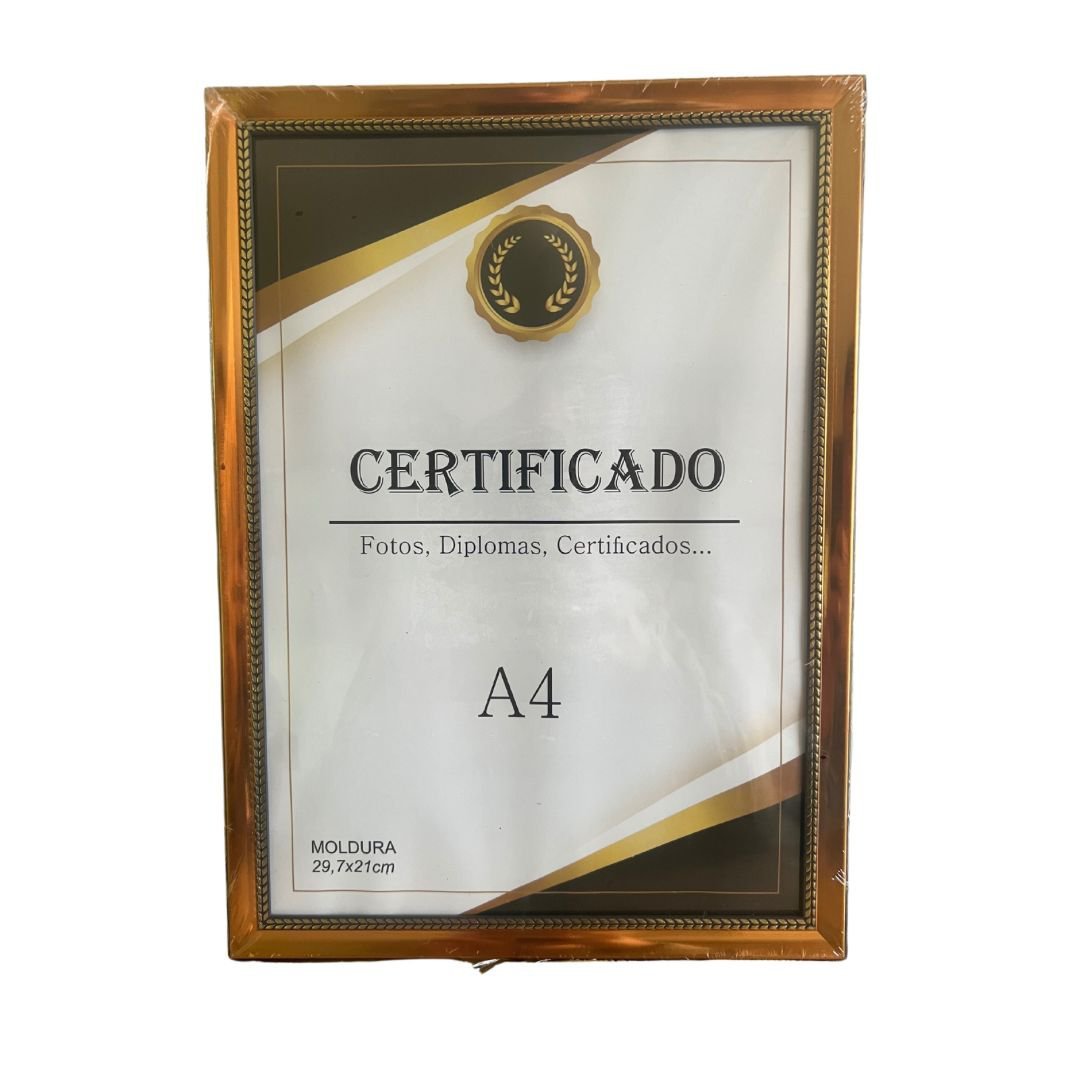 Porta Certificado, Diploma, Foto 30 x 21 cm Moldura A4 - Bronze