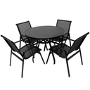 Ver imagem 1 de Jogo de Mesa Ripada Aluminio 4 Cadeiras Tela Sling Piscina - Preto