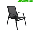 Ver imagem 3 de Jogo de Mesa Ripada Aluminio 4 Cadeiras Tela Sling Piscina - Preto
