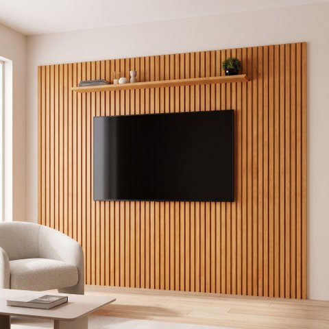 Painel para TV Lyon 272 cm com 1 Módulo de Expansão 250 cm de Altura sem LED Naturalle Mavaular