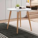 Ver imagem 1 de Mesa Sala De Jantar Redonda Veneza Tampo 90cm Em Mdf E Madeira Maciça - Branco