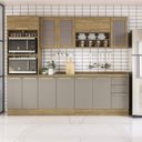 Ver imagem 1 de Armário de Cozinha Modulada Completa Reta 7 Peças 2,70m 213 Botanic Kappesberg - Nogueira/fendi