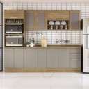 Ver imagem 1 de Armário de Cozinha Modulada Completa Reta 7 Peças 2,70m Botanic Kappesberg - Nogueira/Fendi