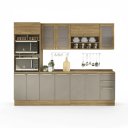 Ver imagem 3 de Armário de Cozinha Modulada Completa Reta 7 Peças 2,70m Botanic Kappesberg - Nogueira/Fendi