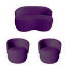 Ver imagem 2 de Kit Namoradeira + 2 Poltronas Decorativa Beatriz Orgânica Veludo Roxo