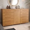 Ver imagem 1 de Cômoda para Quarto 10 Gavetas 1 Porta com Rodízios Imperial Amadeirado Freijó Batrol