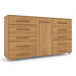 Cômoda Imperial 1 Porta 10 Gavetas com Rodízio Freijó Batrol