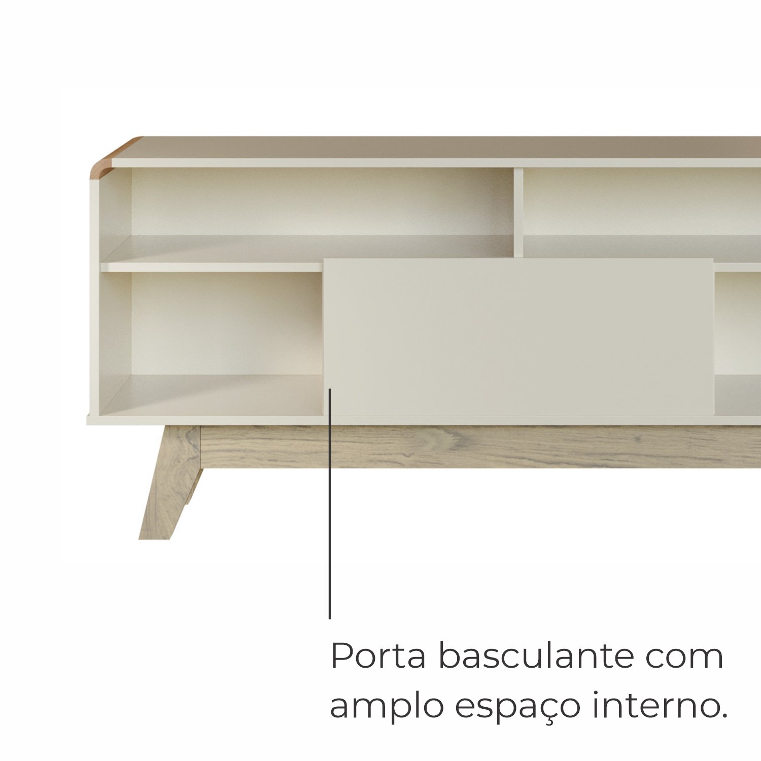 Rack para Tv até 55 Polegadas Norde com 1 Porta e Pés de Madeira Babus - 7