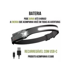 Lanterna De Cabeça Led Recarregável Fita Ajustável Usb - 4