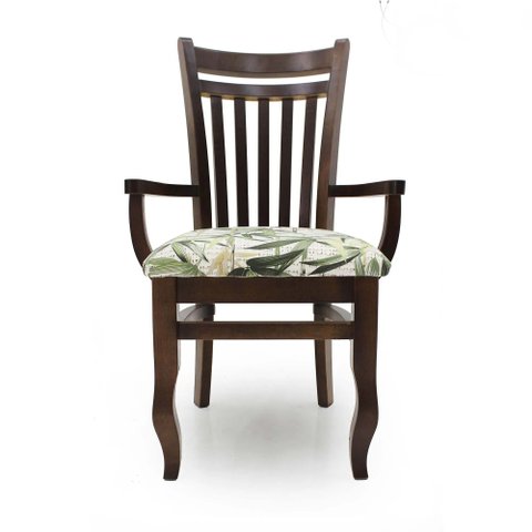 Cadeira de Jantar Esmeralda com Braço - Cj014bpromo Mmj-sl Sl-imbuia Mmj-floral