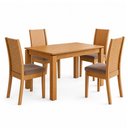 Ver imagem 3 de Conjunto Sala de Jantar 4 Lugares Retangular Tampo MDF 120cm Mesa e Cadeiras Athenas Amêndoa Clean/Suede Animale Bege