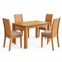Ver imagem 3 de Conjunto Sala de Jantar 4 Lugares Retangular Tampo MDF 120cm Mesa e Cadeiras Athenas Marrom Amêndoa Clean/Veludo Naturale Creme